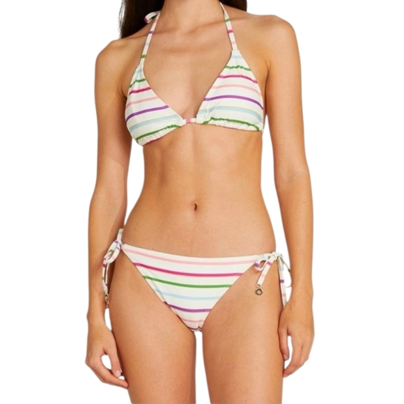 NWT Kate Spade Party Stripe Triangle Bikini Two Piece Swimsuit Sz Large  S3A226S - Picture 2 of 15